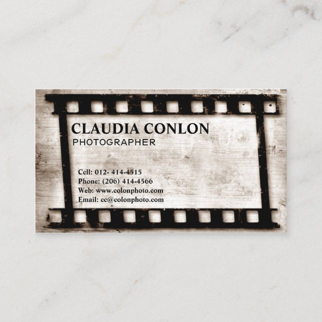Grunge Retro Film Movie Maker/Director  Business Card (Front)