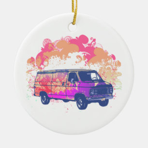 grunge retro hippie van ceramic tree decoration
