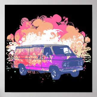 grunge retro hippie van poster