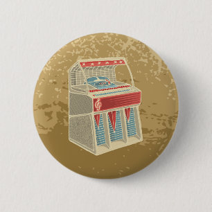 Grunge Retro Jukebox 6 Cm Round Badge