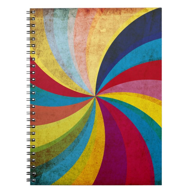 Grunge retro paper, colourful swirl background. notebook (Front)