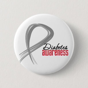 Grunge Ribbon Diabetes Awareness 6 Cm Round Badge