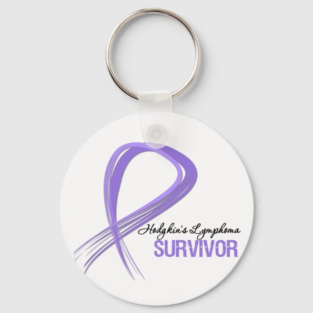 Grunge Ribbon Hodgkin's Lymphoma Survivor Key Ring (Front)