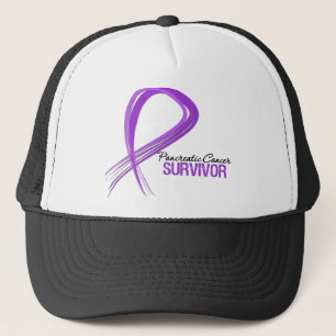 Grunge Ribbon Pancreatic Cancer Survivor Trucker Hat