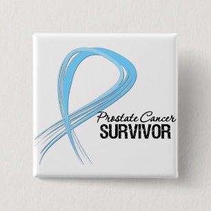 Grunge Ribbon Prostate Cancer Survivor 15 Cm Square Badge