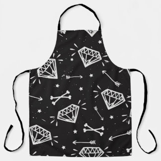 Grunge rock: diamonds, bones pattern. apron