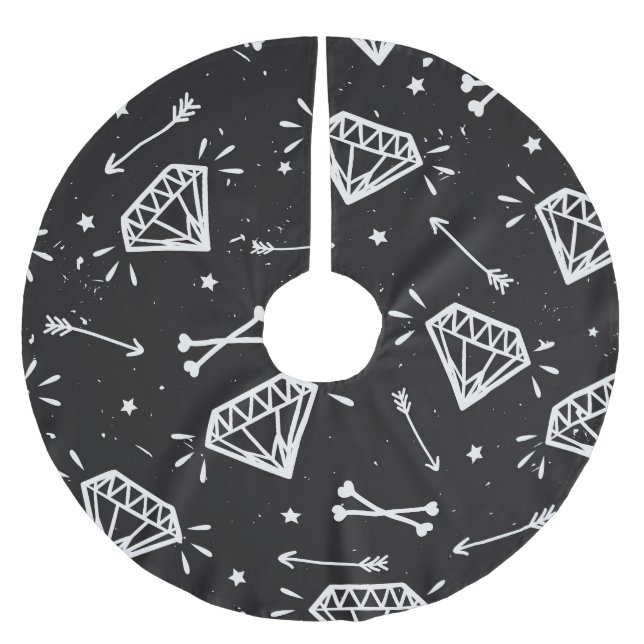 Grunge rock: diamonds, bones pattern. brushed polyester tree skirt (Front)