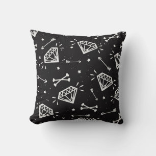 Grunge rock: diamonds, bones pattern. cushion