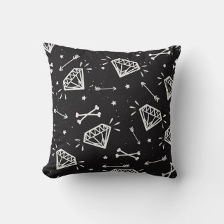 Grunge rock: diamonds, bones pattern. cushion