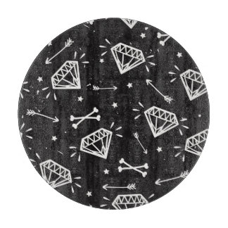 Grunge rock: diamonds, bones pattern. cutting board