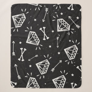 Grunge rock: diamonds, bones pattern. sherpa blanket