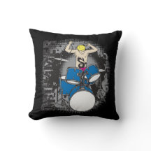 Grunge Rock Drummer Throw Pillow