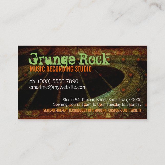 Grunge Rock Guitar Music Studio Business card (Front)