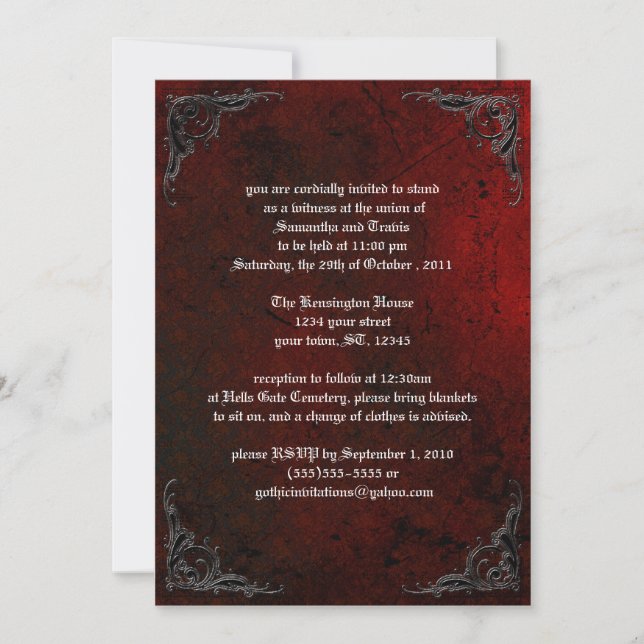 Grunge Rose Damask Gothic Invitation (Front)