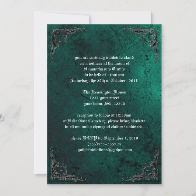 Grunge Rose Damask Gothic Invitation (Front)