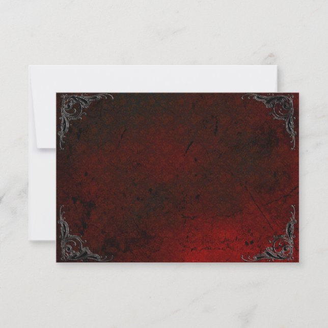 Grunge Rose Damask Gothic Note Card (Front)