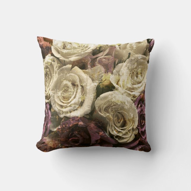 Grunge, roses, photo cushion (Front)