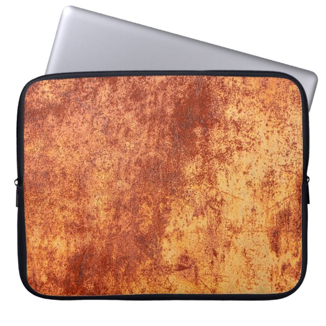 Grunge rusted metal texture, rust and oxidised met laptop sleeve (Front)