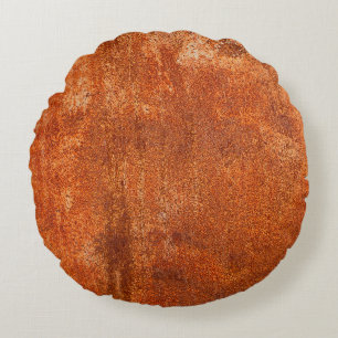 Grunge rusted metal texture. Rusty corrosion and o Round Cushion