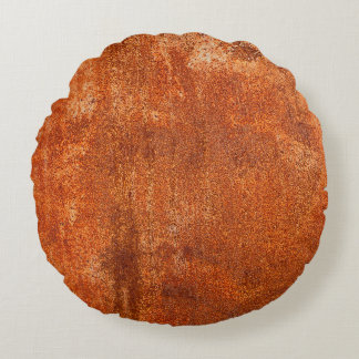 Grunge rusted metal texture. Rusty corrosion and o Round Cushion