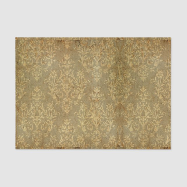 Grunge,rustic,damask,bronze,antique,victorian,chic Tissue Paper (Front)