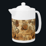 Grunge Rustic Steampunk Clock (1)<br><div class="desc">Whether you're a seasoned steampunk enthusiast or simply appreciate artistry in everyday life,  this teapot adds an artistic touch to your daily ritual. This exceptional design celebrates the ingenuity of the Victorian era,  fusing vintage aesthetics with the mechanical charm of steampunk. Order yours now!</div>