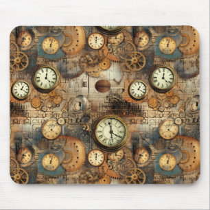 Grunge Rustic Steampunk Clock (10) Mouse Mat