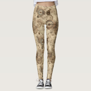 Grunge Rustic Steampunk Clock (11) Leggings