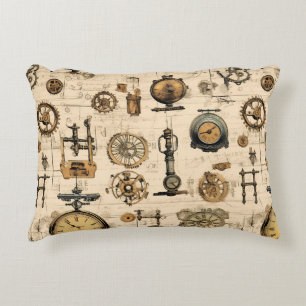 Grunge Rustic Steampunk Clock (13) Decorative Cushion