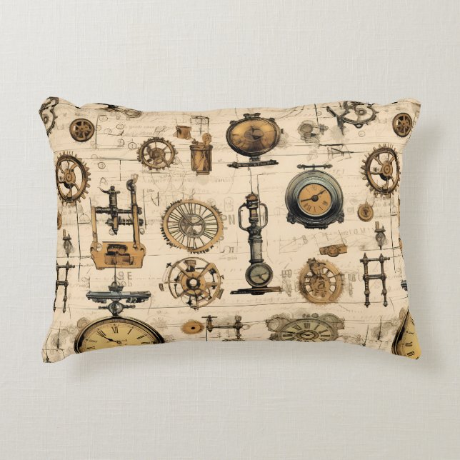 Grunge Rustic Steampunk Clock (13) Decorative Cushion (Front)
