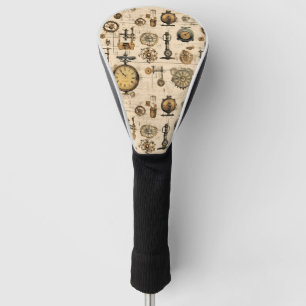 Grunge Rustic Steampunk Clock (13) Golf Head Cover