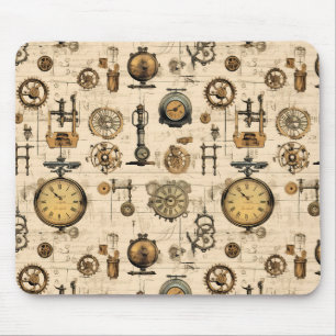 Grunge Rustic Steampunk Clock (13) Mouse Mat