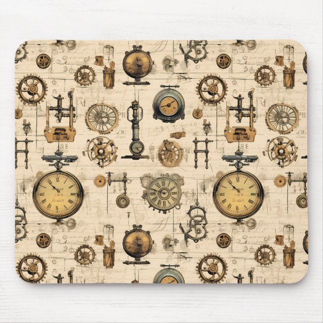 Grunge Rustic Steampunk Clock (13) Mouse Mat (Front)