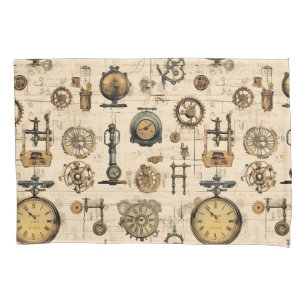 Grunge Rustic Steampunk Clock (13) Pillowcase