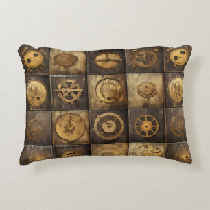 Grunge Rustic Steampunk Clock (15) Decorative Cushion