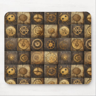 Grunge Rustic Steampunk Clock (15) Mouse Mat