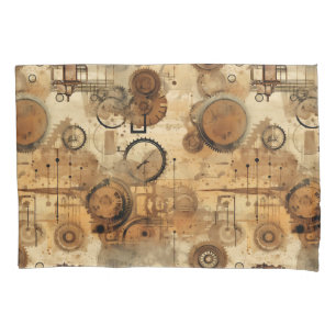 Grunge Rustic Steampunk Clock (1) Pillowcase