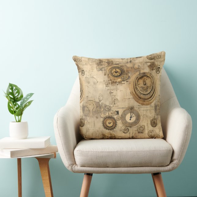 Grunge Rustic Steampunk Clock (2) Cushion (Chair)