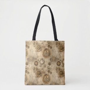 Grunge Rustic Steampunk Clock (2) Tote Bag