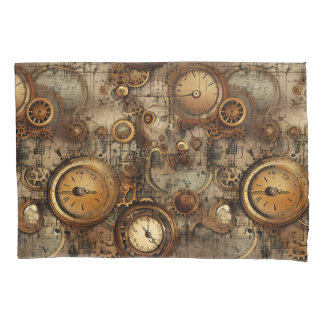 Grunge Rustic Steampunk Clock (3) Pillowcase