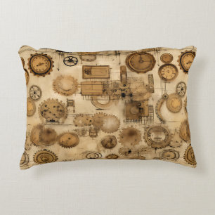 Grunge Rustic Steampunk Clock (4) Decorative Cushion