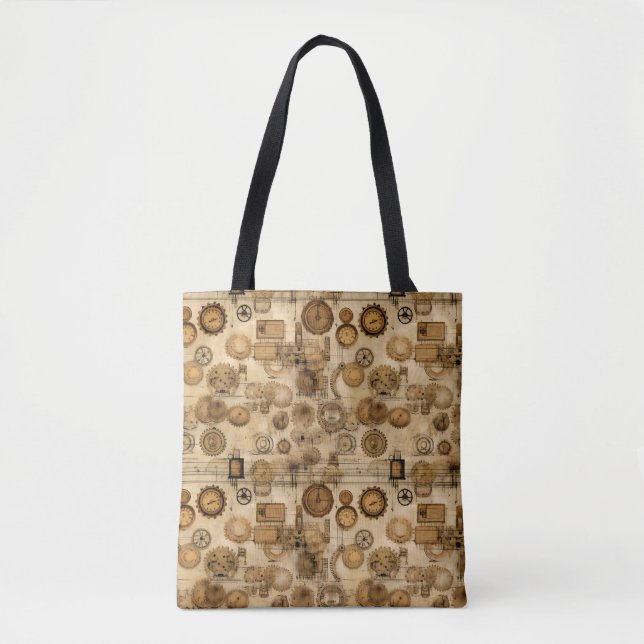 Grunge Rustic Steampunk Clock (4) Tote Bag (Front)