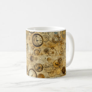 Grunge Rustic Steampunk Clock (5) Coffee Mug