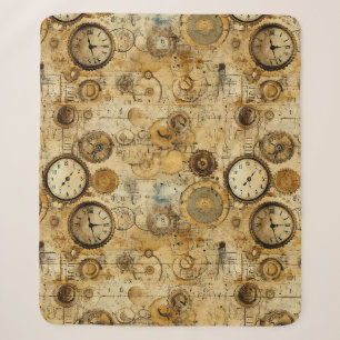 Grunge Rustic Steampunk Clock (5) Sherpa Blanket