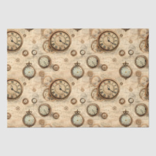 Grunge Rustic Steampunk Clock (6) Tissue Paper