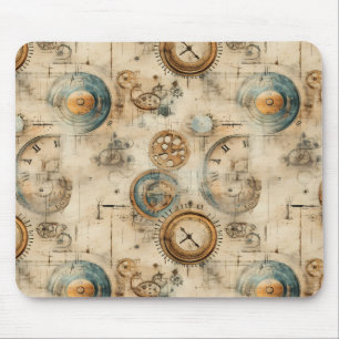 Grunge Rustic Steampunk Clock (7) Mouse Mat