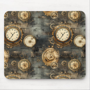 Grunge Rustic Steampunk Clock (8) Mouse Mat
