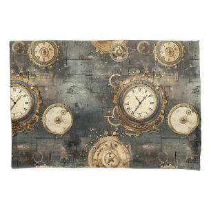 Grunge Rustic Steampunk Clock (8) Pillowcase