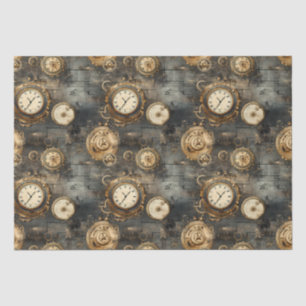 Grunge Rustic Steampunk Clock (8) Tissue Paper