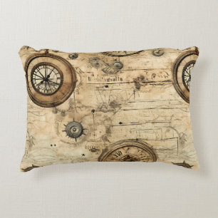 Grunge Rustic Steampunk Clock (9) Decorative Cushion